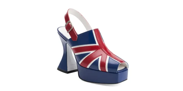 underground original otranto platfrom gothic inspired platform slingback shoe in british flag design leather