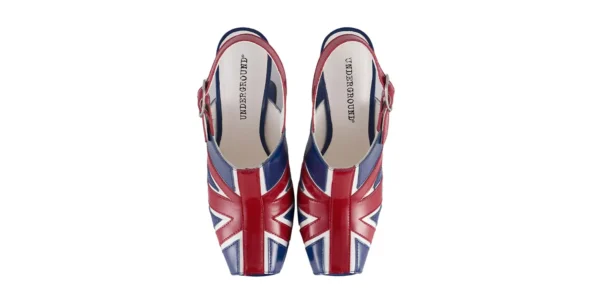 underground original otranto platfrom Gothic inspired british flag design leather platform slingback shoe