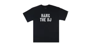 HANG THE DJ T SHIRT halfmoon collection -black t shirt with hang the dj print motif