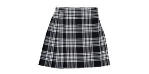 Midi length pleated skirt in black watch tartan