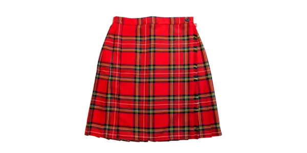 Midi length pleated skirt in Red Stewart tartan