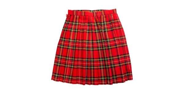 Red Stewart tartan midi length skirt