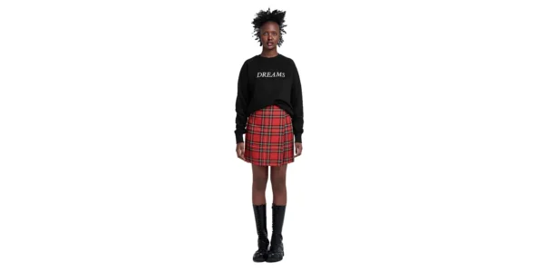 Midi Red Stewart tartan pleated skirt