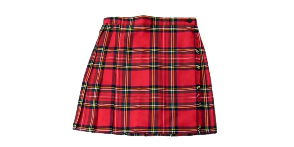 Mini length pleated skirt in Red Stewart tartan