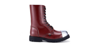 CHERRY RED LEATHER EXTERNAL CAP BOOTS ORIGINAL STEEL CAP COMMANDO