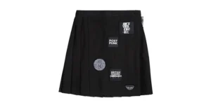 HALFMOON SKIRT - MONO PLEATED MINI - BLACK WITH PATCHES