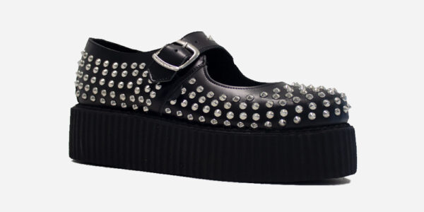 UM-D081 LEATHER-STUD EYE-BLACK-SILVER
