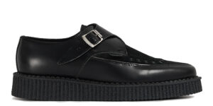 BLACK LEATHER & BLACK SUEDE CREEPER SHOE – SINGLE SOLE – APOLLO