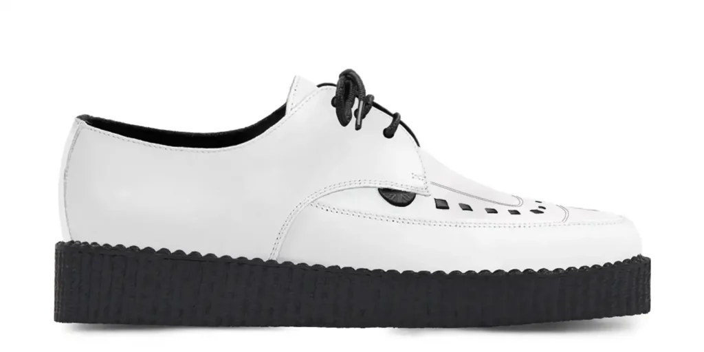 WHITE LEATHER CREEPERS SHOES