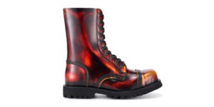ORANGE LEATHER STEEL TOE BOOTS - COMMANDO - SUNBURST RUB-OFF LEATHER