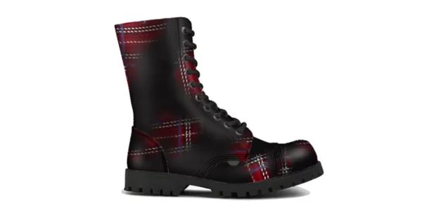 tartan leather steel toe boots