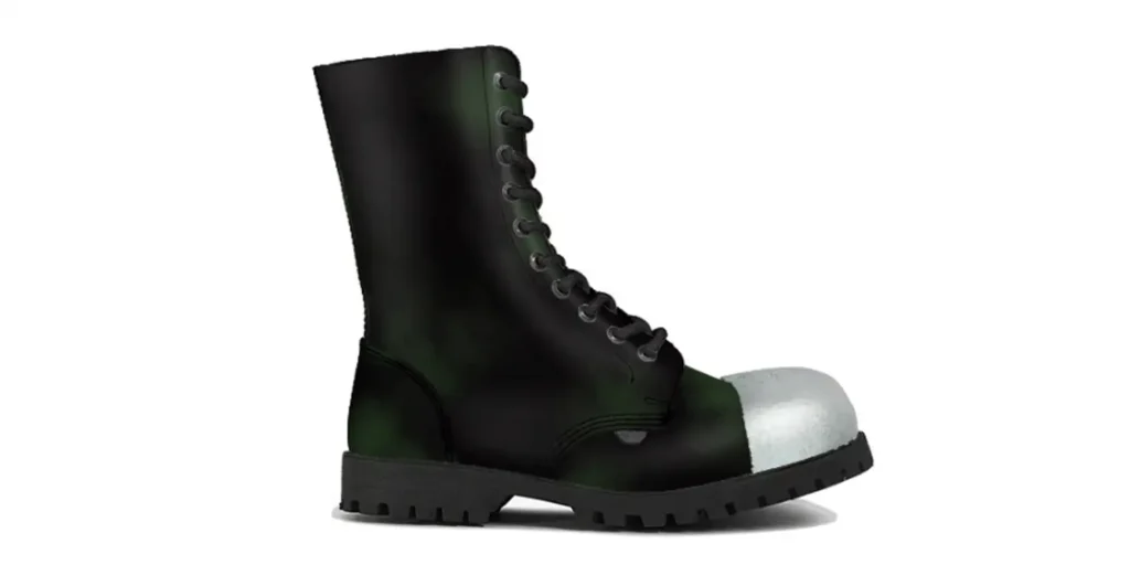 green leather combat boots