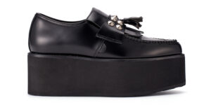 CREEPER LOAFER WITH STUDS - BLACK LEATHER - TRIPLE SOLE