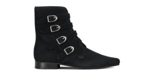 BLACK SUEDE PIKE BOOT - PECK - PLAIN BUCKLE - WINKLEPICKER