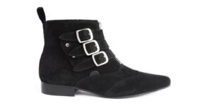 BLACK SUEDE BLITZ BOOT - WINKLEPICKER - STRAP/ZIP
