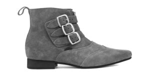 GREY SUEDE BLITZ BOOT - WINKLEPICKER - STRAP/ZIP