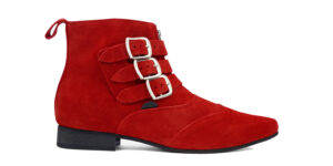 RED SUEDE BLITZ BOOT - WINKLEPICKER - STRAP/ZIP