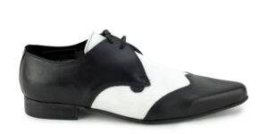 BLACK AND WHITE LEATHER WINKLEPICKER - PAUL - SHOE