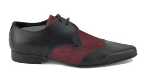 BLACK LEATHER AND BURGUNDY WINKLEPICKER - PAUL - SHOE