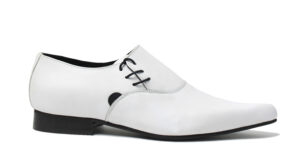 WHITE LEATHER SIDE LACE WINKLEPICKER - HENRY - SHOE