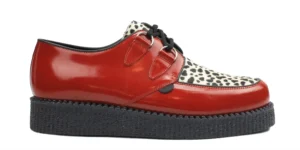 RED LEATHER WITH LEOPARD CREEPER - SINGLE SOLE - WULFRUN