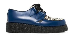 BLUE LEATHER WITH LEOPARD CREEPER - SINGLE SOLE - WULFRUN