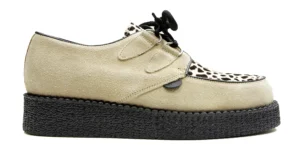 BEIGE SUEDE AND LEOPARD CREEPER – SINGLE SOLE – WULFRUN