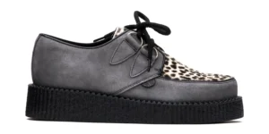GREY SUEDE AND LEOPARD CREEPER – SINGLE SOLE – WULFRUN
