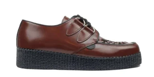 CHERRY LEATHER CREEPER SHOE - SINGLE SOLE - WULFRUN