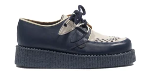 NAVY AND CREAM CREEPER SHOE - SINGLE SOLE - WULFRUN