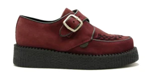 BURGUNDY SUEDE BUCKLE CREEPER – SINGLE SOLE – KING TUT