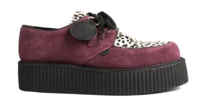 BURGUNDY SUEDE WITH LEOPARD CREEPER - DOUBLE SOLE - WULFRUN