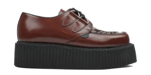 CHERRY LEATHER DOUBLE SOLE CREEPER - WULFRUN