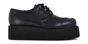 NAVY LEATHER DOUBLE SOLE CREEPER - WULFRUN