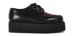 BLACK & BURGUNDY DOUBLE SOLE CREEPER - WULFRUN