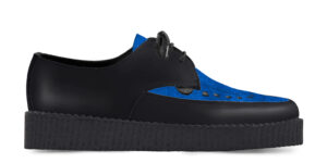 BARFLY – CREEPER – BLACK LEATHER & ROYAL BLUE SUEDE – SINGLE SOLE