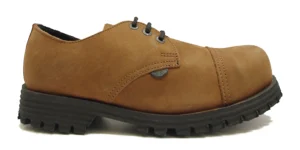 TAN GREASY LEATHER STEEL CAP SHOE - TRACKER - SINGLE SOLE
