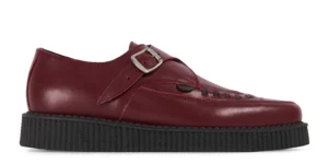 BURGUNDY LEATHER BUCKLE CREEPER SHOE - SINGLE SOLE - APOLLO
