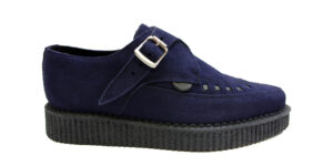 NAVY SUEDE BUCKLE CREEPER SHOE – SINGLE SOLE – APOLLO