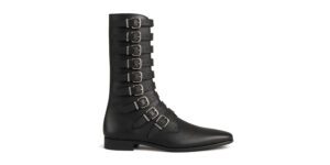 NINE BUCKLE PIKE BOOTS - WINKLEPICKER - BOGART-HIGH - BLACK LEATHER