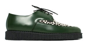 SPECIAL OFFER ?C ORIGINAL CREEPER - SINGLE SOLE - BARFLY - GREEN LEATHER & LEOPARD PRINT