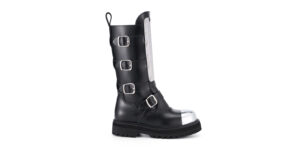 STEEL CAP BOOT - WARRIOR - 4 BUCKLE- EXTERNAL - DOUBLE SOLE - BLACK LEATHER