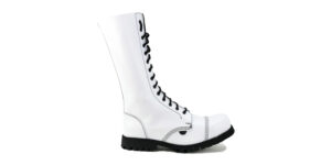 RANGER 14 EYELET STEEL CAP BOOT – WHITE LEATHER – SINGLE SOLE