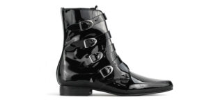 PATENT BOOTS - WINKLEPICKER - PECK - BUCKLE - BLACK