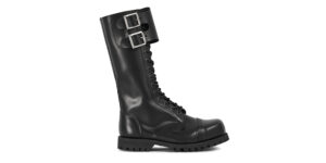 SPECIAL OFFER - RANGER ?C 14 EYELET 2 BUCKLE STRAP STEEL CAP BOOT ?C BLACK LEATHER ?C SINGLE SOLE