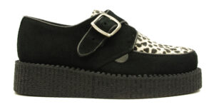 SPECIAL OFFER - KING TUT – CREEPER – BLACK SUEDE & LEOPARD PRINT PONY HAIR – SINGLE SOLE