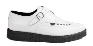 SPECIAL OFFERS - WHITE LEATHER BUCKLE CREEPER SHOE - SINGLE SOLE - APOLLO
