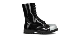 ORIGINAL STEEL CAP - STRONG COMMANDO -EXTERNAL STEEL TOE CAP BOOTS - BLACK PATENT LEATHER